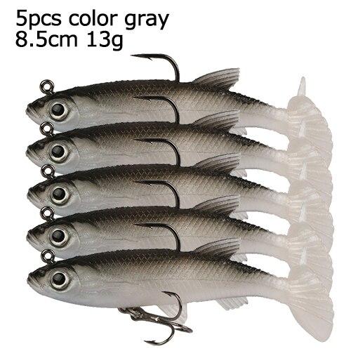 5 шт./лот, мягкая силиконовая приманка для рыбалки, 10,7 г, 8,4 см, воблеры, искусственная приманка, свинцовая рыба