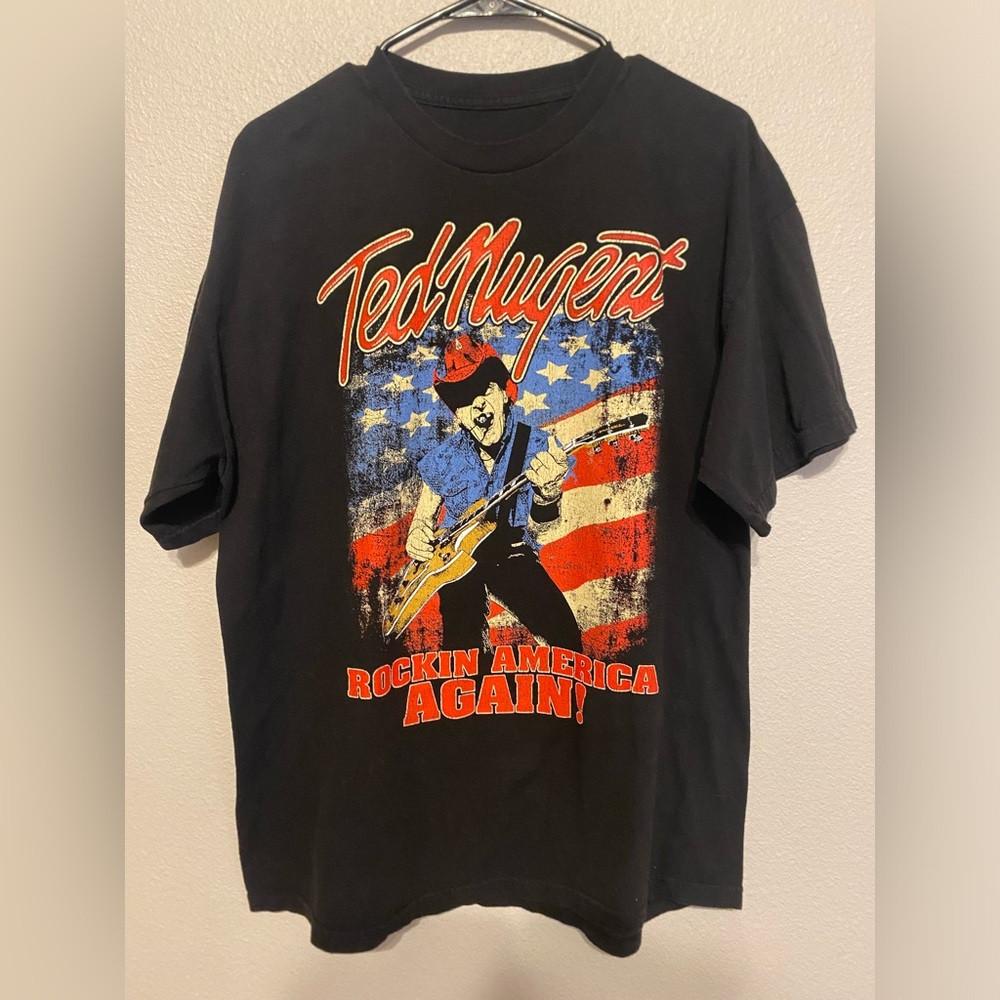Горячая черная футболка с принтом Теда Нугента Rocking American Again, размеры от S до 5XL, TU512, унисекс