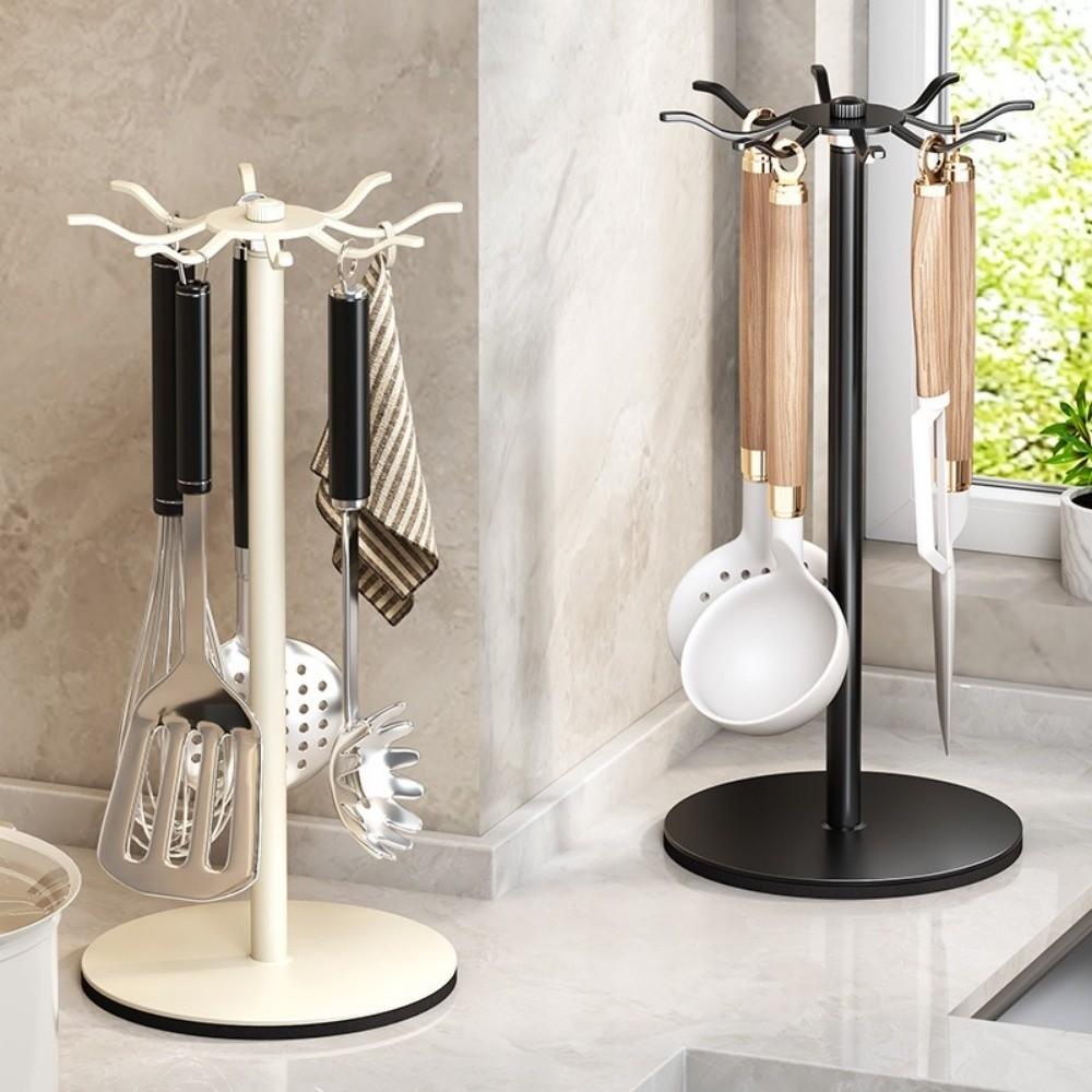 Wall Mounted/Freestanding Spatula Storage Rack 8 Hooks Pot Shovel Rack for Kitchen