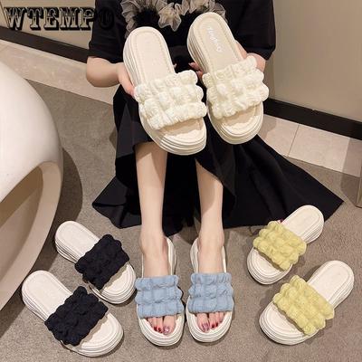 Повышенные износостойкие противоскользящие сандалии в сказочном стиле. Летняя одежда на толстой подошве. Туфли на наклонном каблуке. Увеличенная обувь. Французские пляжные тапочки.