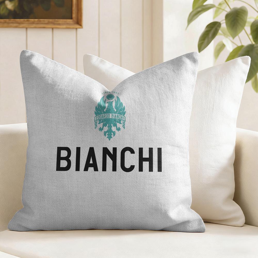 Luxury BBianchi Logo Cushion Cover Eco Linen Pillow Case DoubleSided Print Breathable Durable Zipper Home Decor Gift