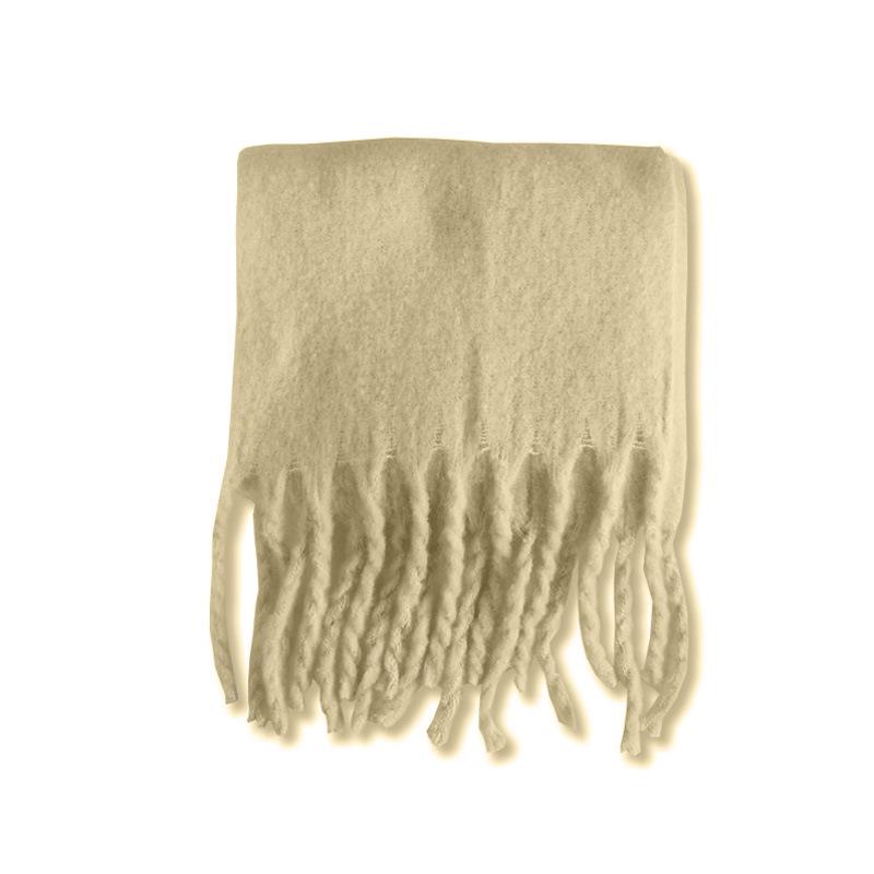 Luxury Cashmere Bright Green Women Solid Scarf Winter Shawl and Wrap Bandana Pashmina Tassel Female Foulard Thick Blanket