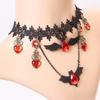 1pcHalloween Necklace Gothic Dark Style Bat Ruby Heart Pendant Party Costume Dress-Up Necklace Holiday Gift