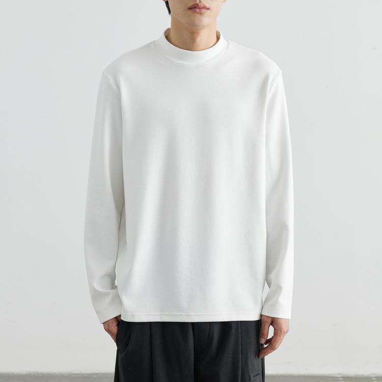 Двусторонний австрийский бархат, мягкий и приятный на ощупь, полуводолазка, мужская однотонная футболка со средним вырезом и длинными рукавами, нижняя рубашка