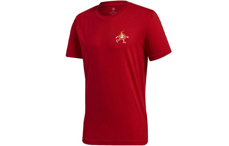 adidas Футболки Мужские Красные С Круглым Вырезом Умеренный Прямой Крой FN1722