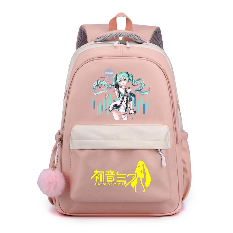 Аниме Периферийные товары Hatsune Future Школьный рюкзак Рюкзак Мультяшный рюкзак Конфетный цвет Большая вместимость Студенческий школьный рюкзак Канцелярские товары