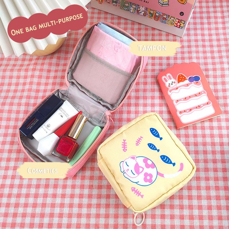 Portable Sanitary Pads Bag Mini Travel Makeup Pouch Waterproof Organizer For Women Girls Cosmetic Storage