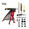 Bamboo Hat Man Figurine Chinese Swordsman Action Figure with Accessories, Multi-Joints Movable Display Ornament Cloak Figurine, Articulated