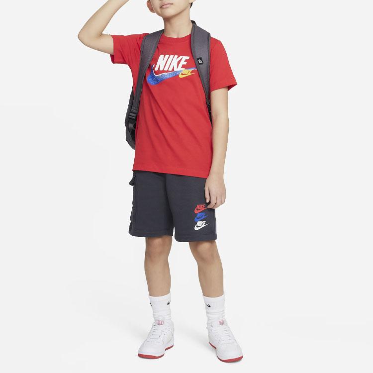 Nike Sportswear Logo Print Loose Fit Sports Shorts Kids Shorts Dark-Smoke-Gray FJ5530-070