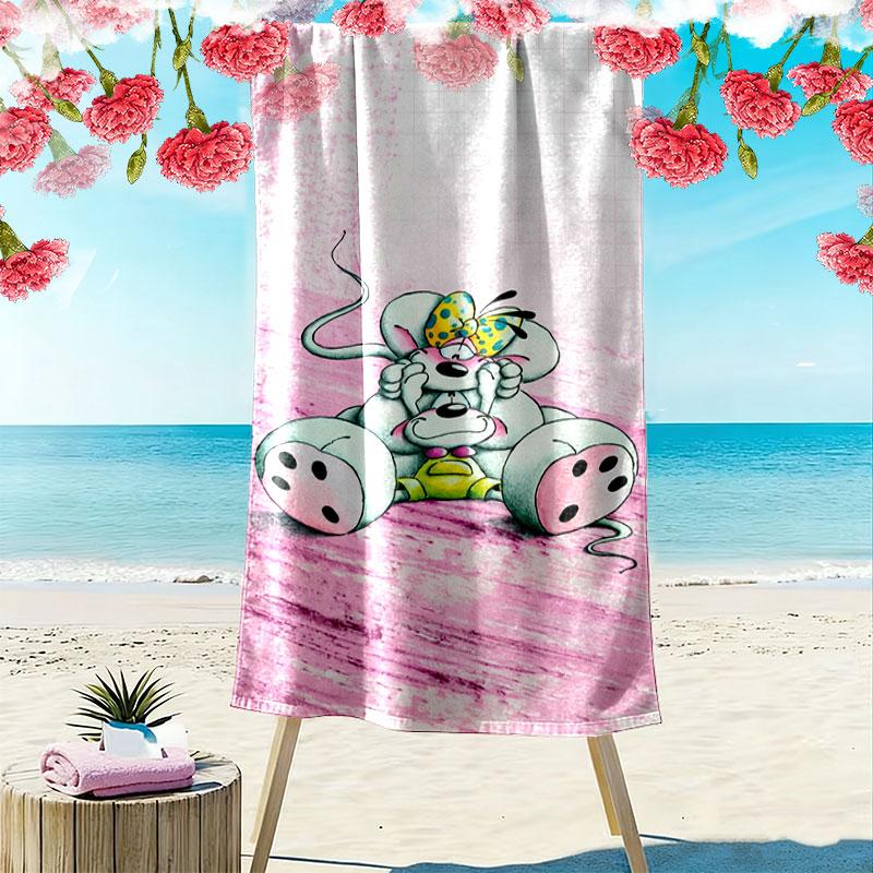 Diddl Print Beach Towel, Large Soft Quick Dry Towel for Beach Camping Swimming