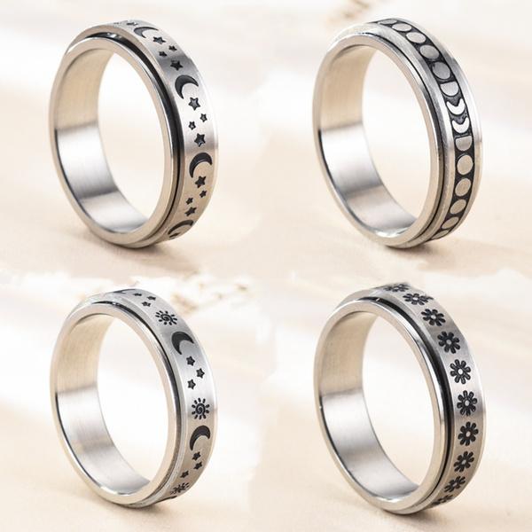 Anxiety Ring Figet Spinner Rings For Women & Men Stainless Steel Rotate Freely Spinning Anti Stress Accessories Jewelry Gifts