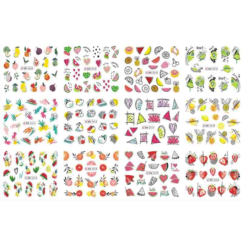 Наклейки для дизайна ногтей в 12 стилях с абстрактными, цветочными и геометрическими рисунками