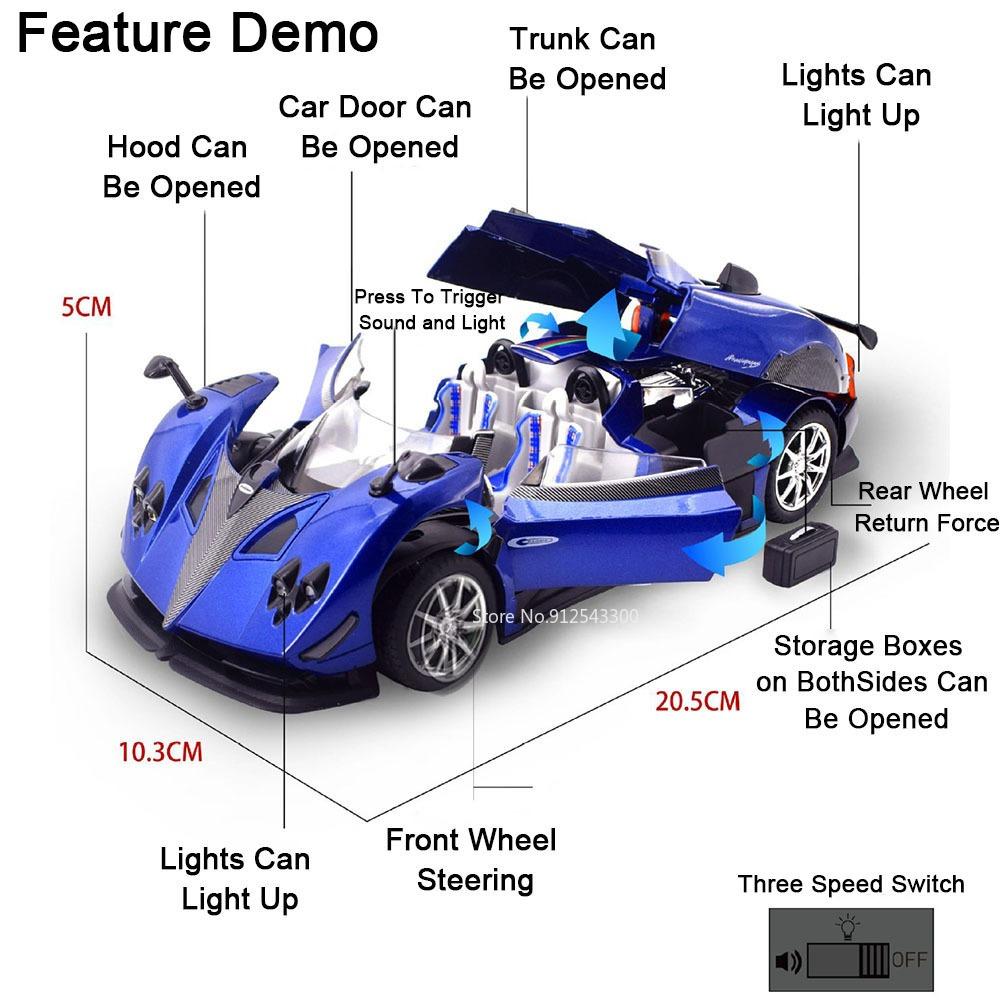 1:Масштаб 24 Pagani Huayra Bc Zonda Hp Модель Автомобиля Игрушка Металлическая Литая Миниатюрная Светящаяся Музыкальная Модели Транспортных Средств Хобби Украшения Подарки