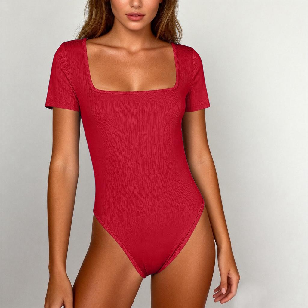 Женский летний спортивный компрессионный боди с коротким рукавом