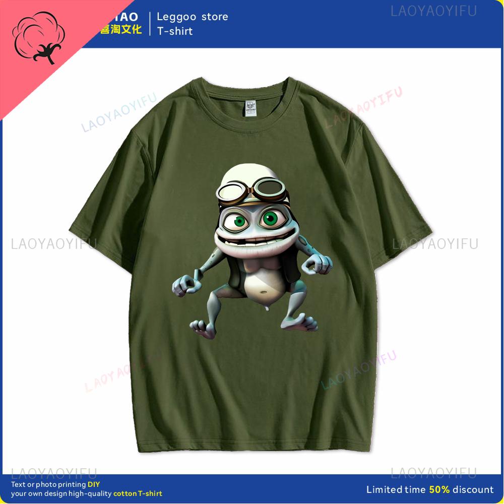 Футболка Crazy Frog Футболка Crazy Frog Хлопковая Футболка с принтом Короткий рукав Повседневная Мужская Милая Футболка Хип-хоп Харадзюку Стритвир