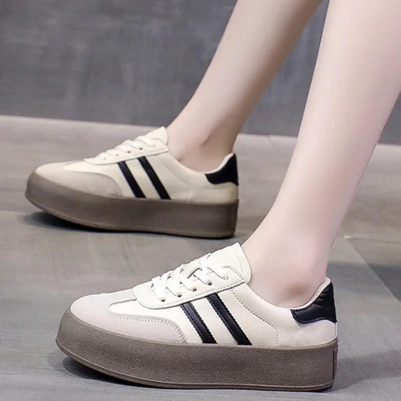 Women's New Fashion Lace-up Designer Sneakers for Women Summer Simple Solid Color Outdoor Casual Walking Sports Shoes