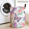 1pc, Butterfly Rose Pattern Laundry Basket, Suitable for Storing Clothes and Miscellaneous Items In the Bathroom, Bedroom, and Wardrobe, with Both Hom
