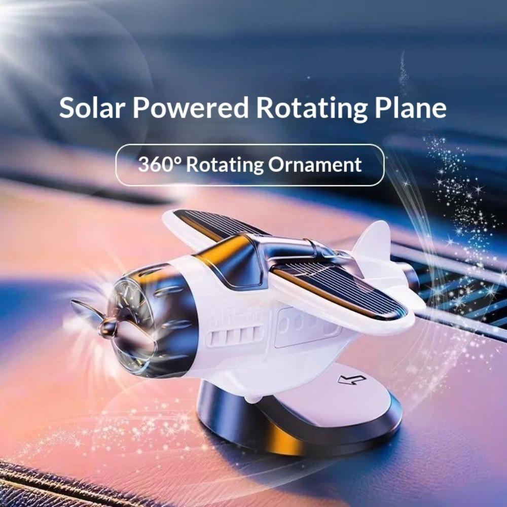 Car Solar Rotating Plane Car Ornament Creative Car Console Decoration Car Supplies