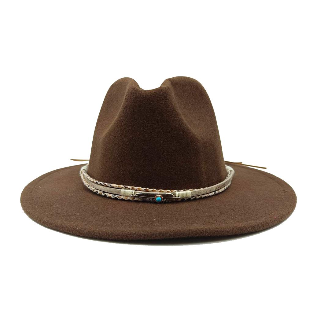 Fedora Autumn and Winter New Leaf Accessories Men's Gentlemen Women's Church Hat Wide Brimmed Jazz Hat Sombrero Hombre