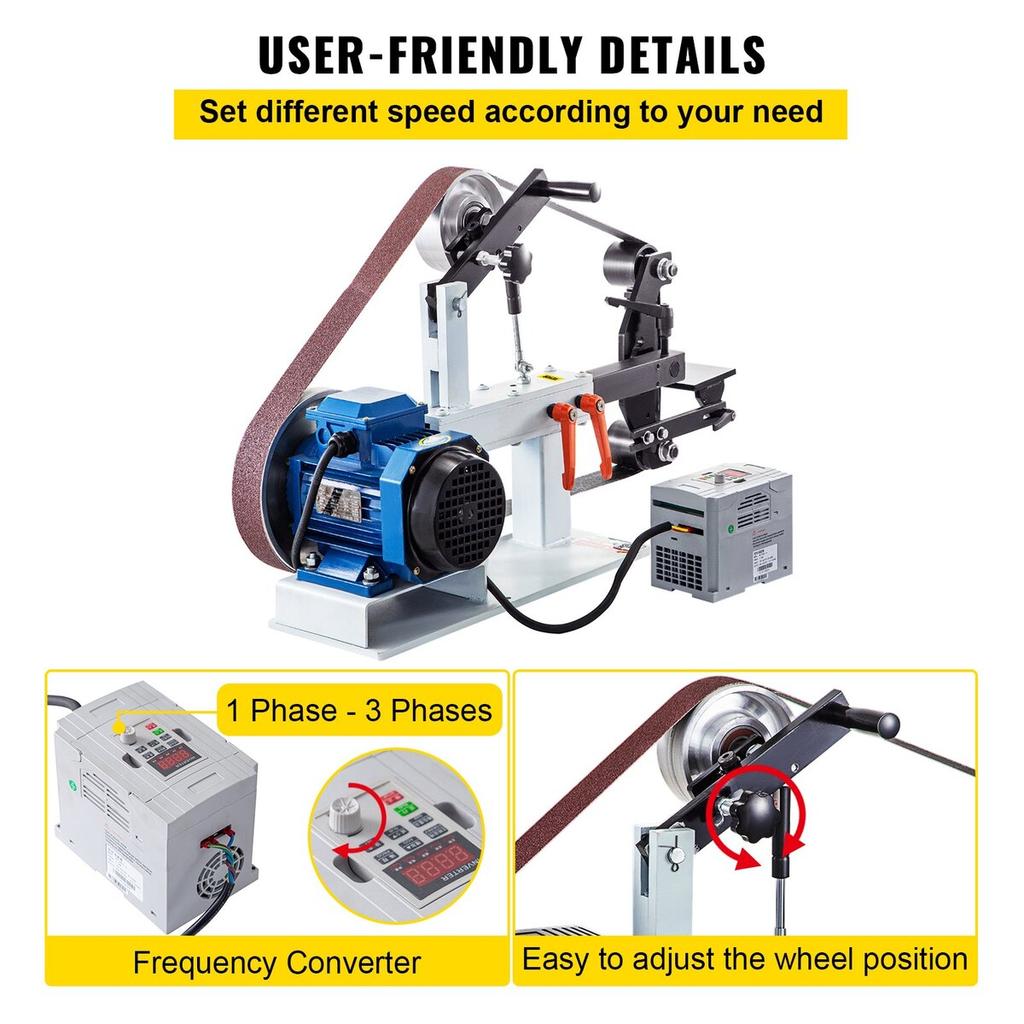 Benchtop Disk & Belt Sander Bench Sander 1.5KW with Ph 427 X 12" Wheel Adjustable Sanding Belt, Central Machinery Belt and Disk Sander 0-2800Rpm