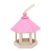 Деревянная кормушка для птиц, самодельная, подвесная, для попугаев, скворечник, кормушка с крышей, розовый