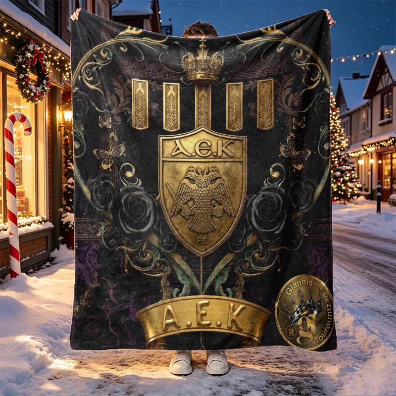AEK Athens FC Pattern Blanket for Home Decoration, Bed, Sofa, Car Travel, Camping, Suitable for All Seasons, Birthday Christmas Gift