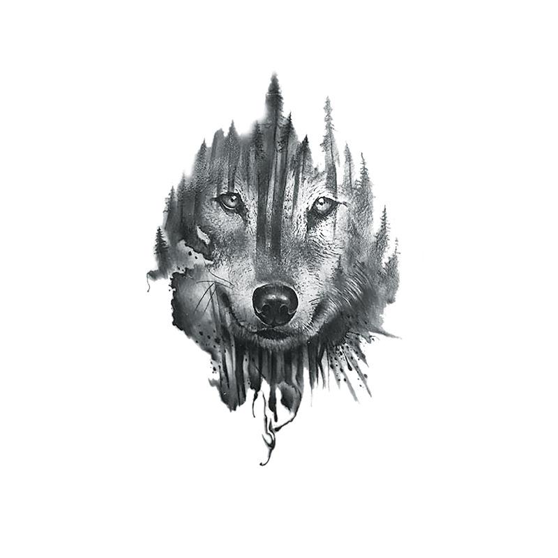 Голова тигра, голова волка, элемент татуировки, акварель, 3D, переносимый на воду, большой набор рисунков, водонепроницаемая наклейка для татуировки
