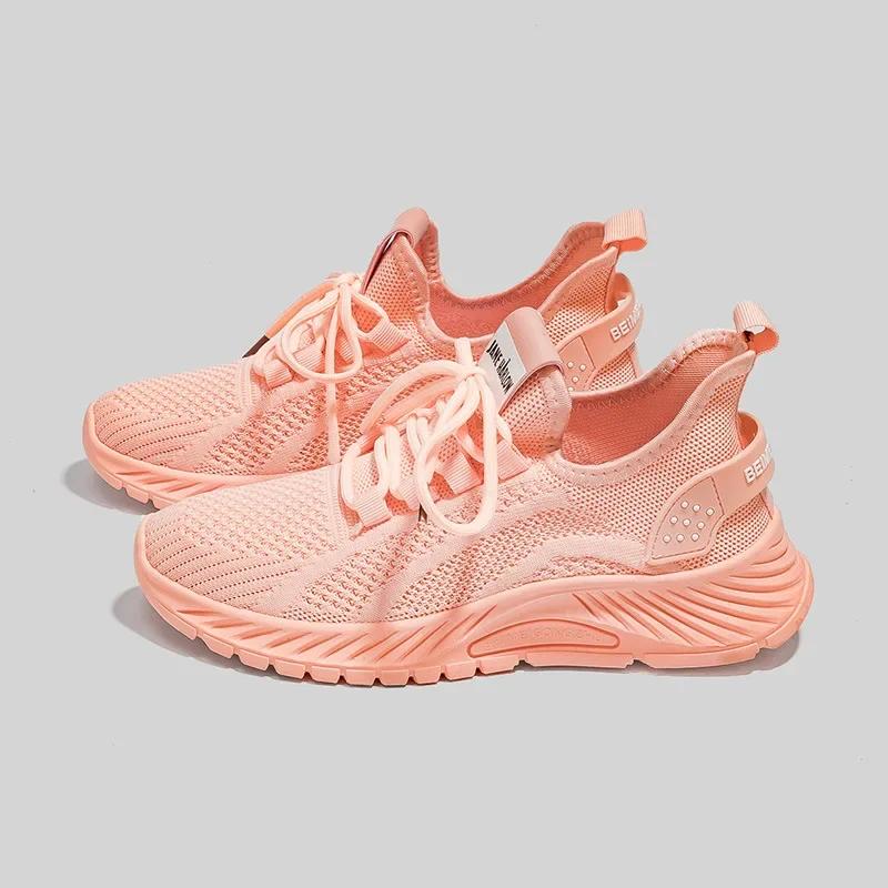 Fashion Women Fly Weave Mesh Breathable Sneakers 2025 New Flat Casual All-match White Sport Shoes Female Outdoor Running Shoes