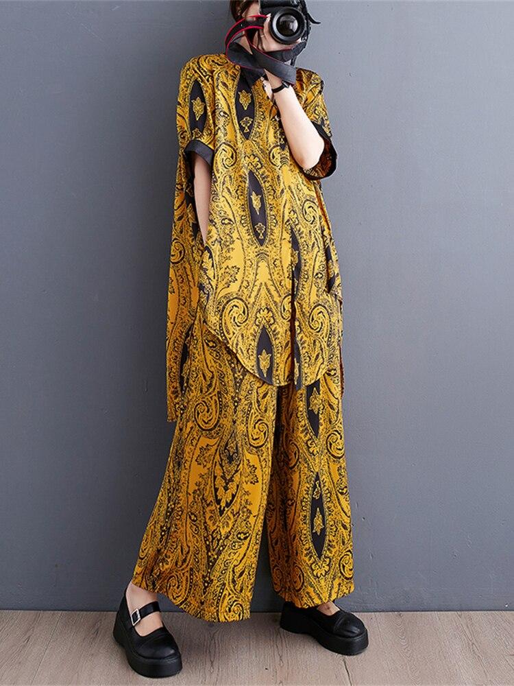 Xitao Новые женские комплекты из двух предметов с принтом и брюками WLD11383