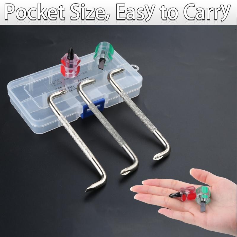 5Pcs Mini Stubby Screwdrivers with ZType Offset Screwdrivers Slotted Cross Double Head Mini Sewing Machine Screwdrivers