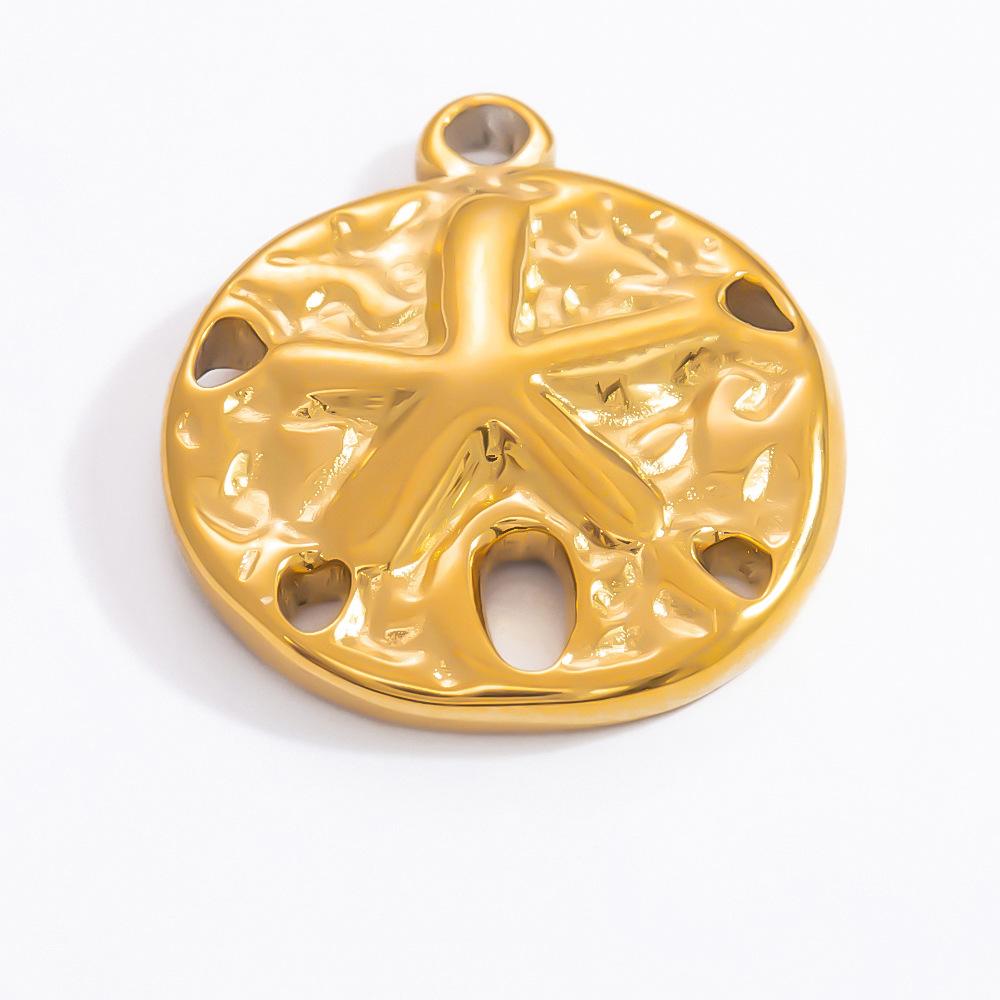 18K Gold Plated Sun Starfish Pendant Stainless Steel Summer Ocean DIY Jewelry Making Accessories