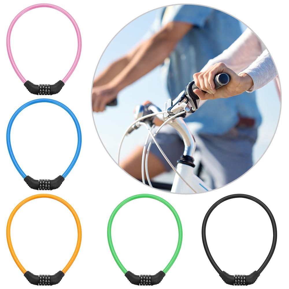 Bike Accessories Cable Chain Resettable Bike Lock 4 Digit Password Combination Number Padlock
