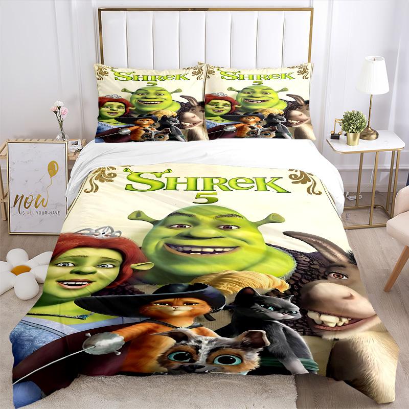 Shrek'S Friends Adventure Print 3Pcs Bedding Setduvet Cover With 2 Bedropillowcase Home Birthday Gift