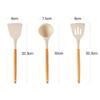 3Pcs/set Non-Stick Silicone Spoon Shovel Heat Resistant Non-slip Cooking Turner Spatula Colander Beige Kitchen Utensils Cookware