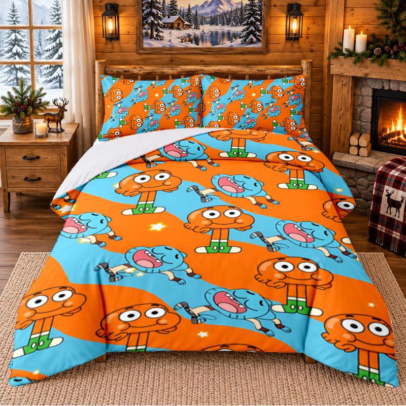 Gumball Pattern Bedding 3Pcs Set Bed Sheet And Pillowcases For Indoor Bedroom