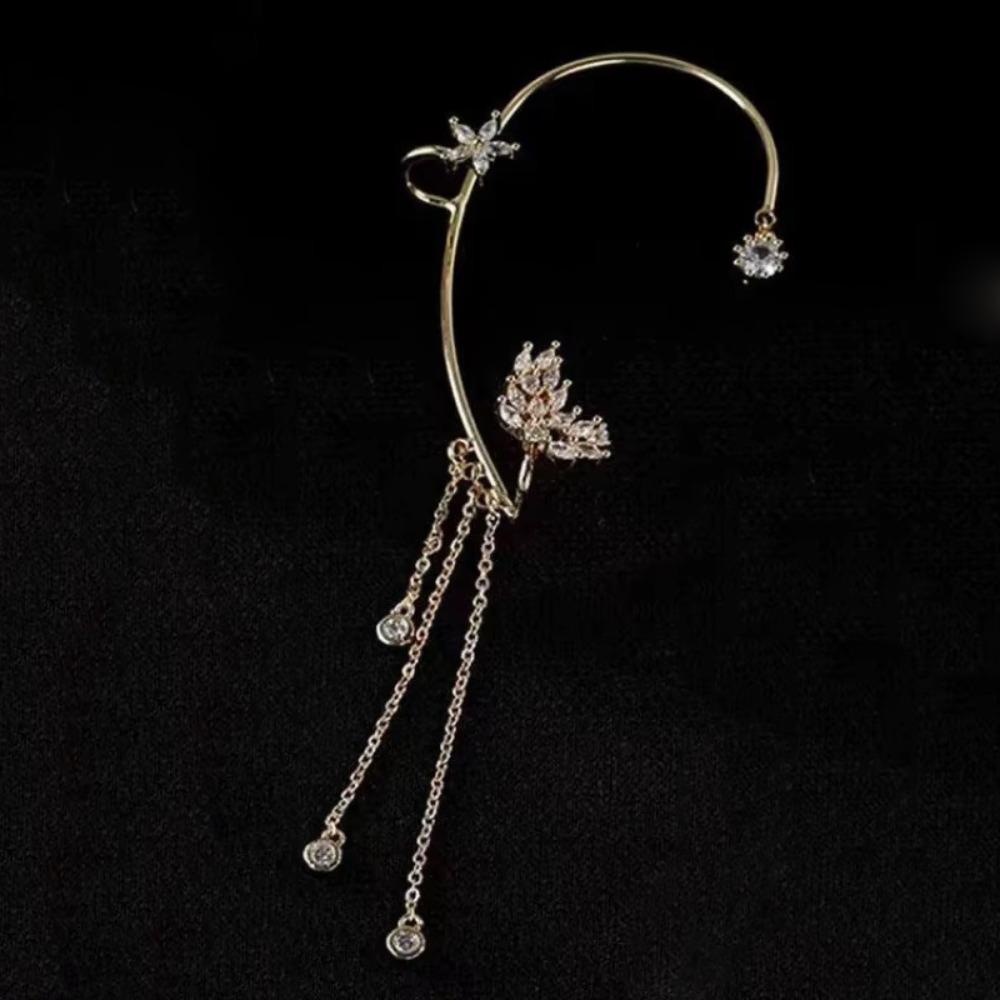 Long Chain Ear Cuff Earrings Tassel Ear Hook Earrings Exquisite Clip on Earrings  Party