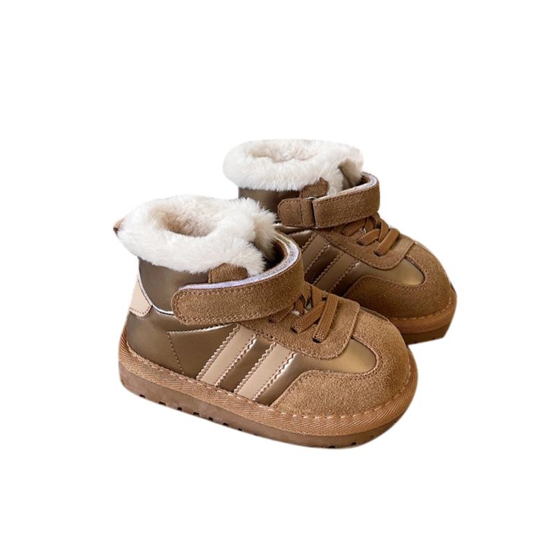 Зимние детские зимние ботинки Теплые зимние хлопковые вставки для мальчиков Зимние зимние ботинки с заплатками Нескользящие детские ботинки Кроссовки для мальчиков и девочек
