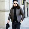New Large Fur Collar Men's Leather Jacket, Autumn and Winter Casual Loose, Middle-aged and Elderly Plus Fleece Leather Jacket for Men