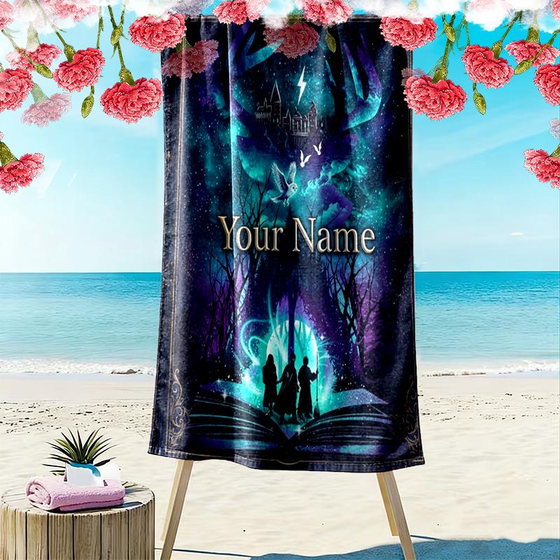 Custom NameFantasy Forest Beach Towel Soft Microfiber Summer Towel Quick Dry Absorbent Towel for Beach Swimming Pool Travel
