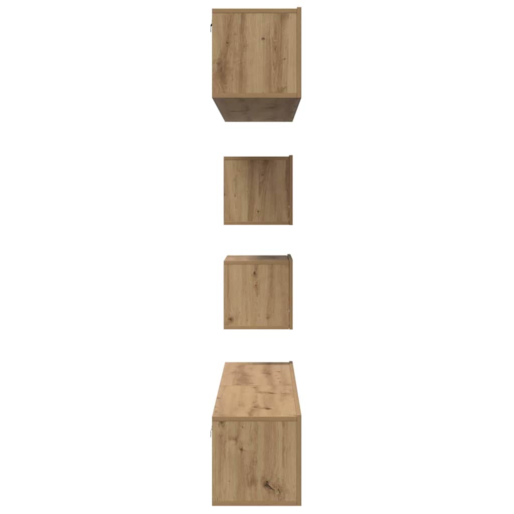 Wall Mounted TV Cabinet Set 6 pcs Artisan Oak Wood Based Material