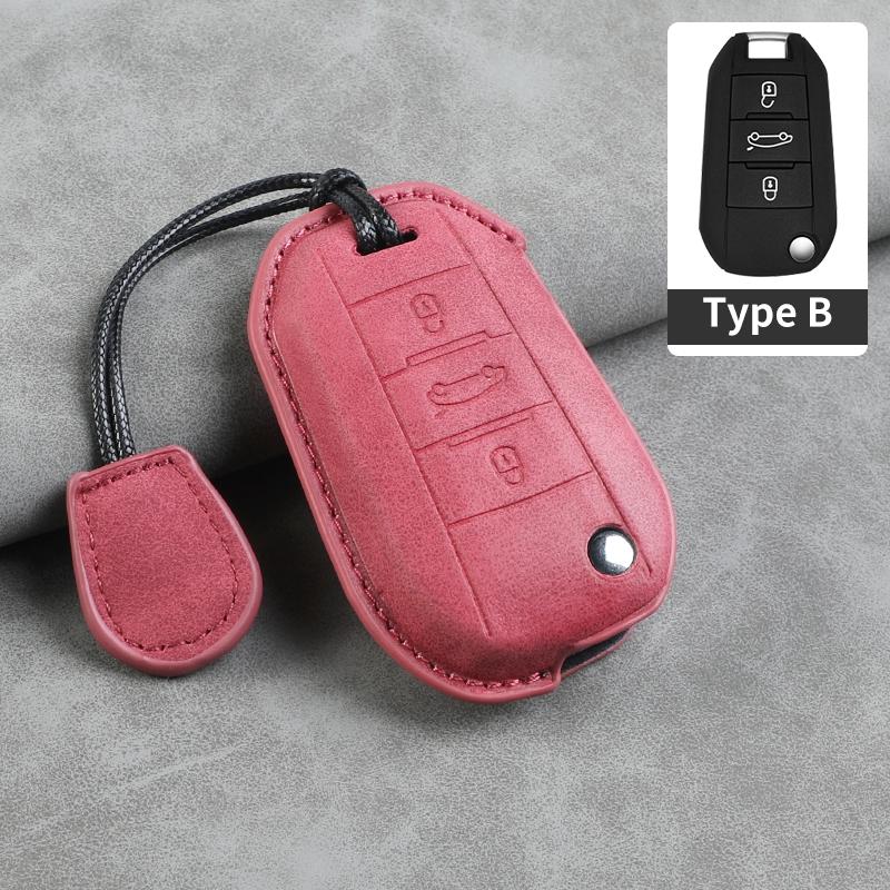 Leather Car Flip Key Case Cover for Peugeot 208 308 408 508 2008 3008 4008 5008 306 407 807 for Citroen C1 C3 C4 CACTUS C6 C8