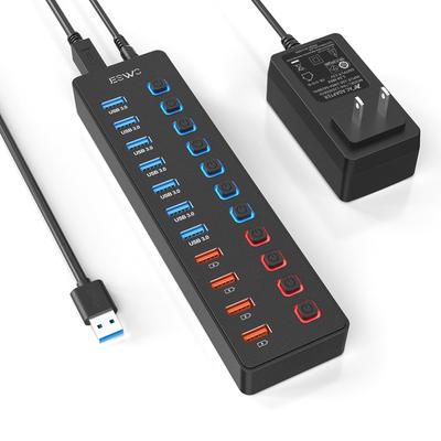 USB-хаб JESWO Hub с блоком питания 11 портов USB-хаб 7 портов 5 Гбит/с высокоскоростная передача 4 порта для зарядки кабель 100 см USB-расширение независимый