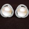925 Silver Earrings with Natural Freshwater Pearl Zircon Gemstone for Women Jewelry Stud Earring Wedding Gift