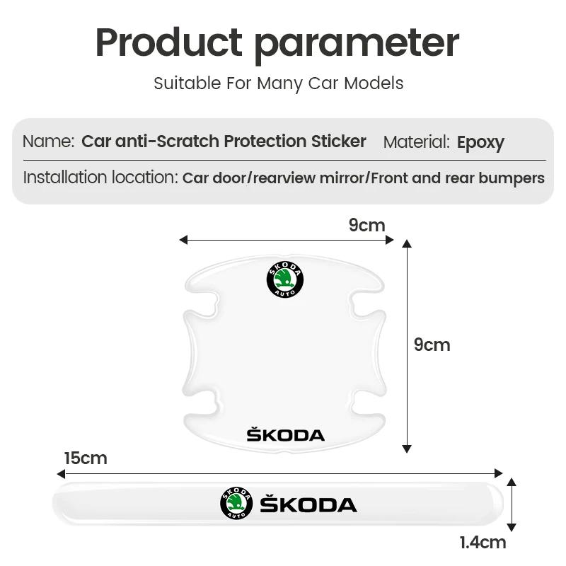 HQKI8 Car Door Bowl Handle Scratch Protective Stickers Car Anti-collision Protection Strip For Skoda Octavia Superb Rapid Kodiaq Karoq