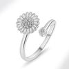 Adjustable Rotating Zircon Flower Ring Versatile Anxiety Relief Stress Reducing Fashion Jewelry For Women