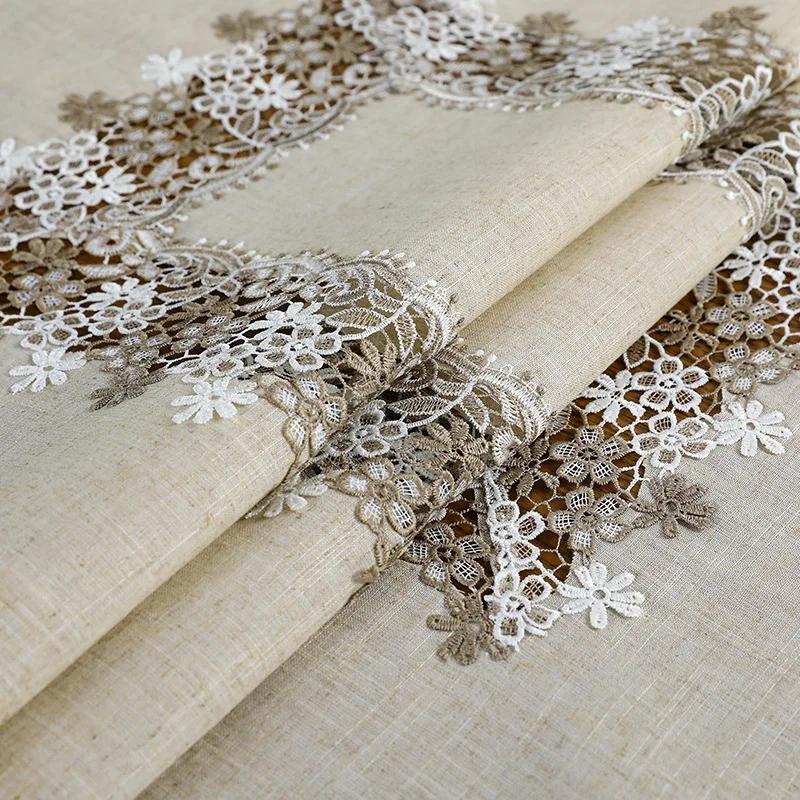 Мягкая хлопково-льняная скатерть, кружевная скатерть, полотенце, круглая крышка для стола, чехол для ТВ-ковчега, ткань, предметы домашнего обихода, крышка обеденного стола