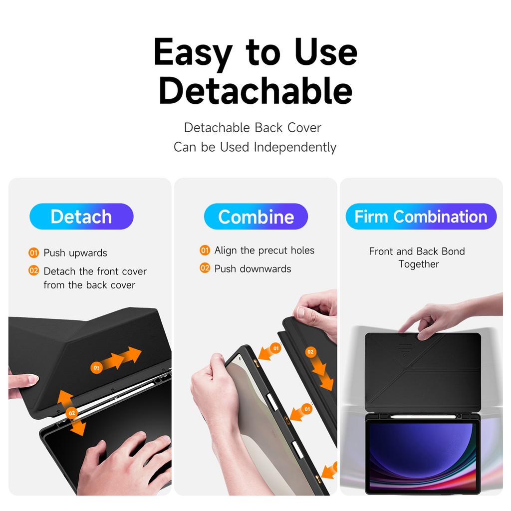 DUX DUCIS Серия Magi для Samsung Galaxy Tab S10 FE/Tab S9/S9 FE Чехол Подставка Оригами Кожа+ПК+ТПУ Прозрачная Задняя Крышка