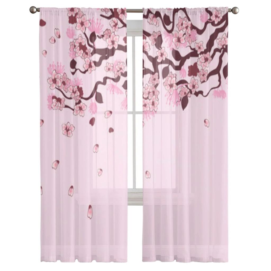 Розовые прозрачные шторы Dream Cherry Blossom для девочек, детей, спальни, кухни, оконные шторы, украшение для дома