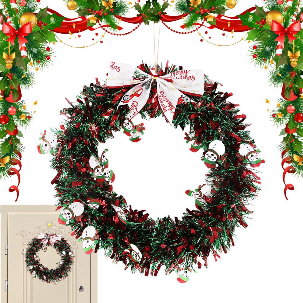 Christmas Wreath Bow Ornament Red And Green Strips Christmas Decorations Wreath For Winter Festival New Year Housewarming Table