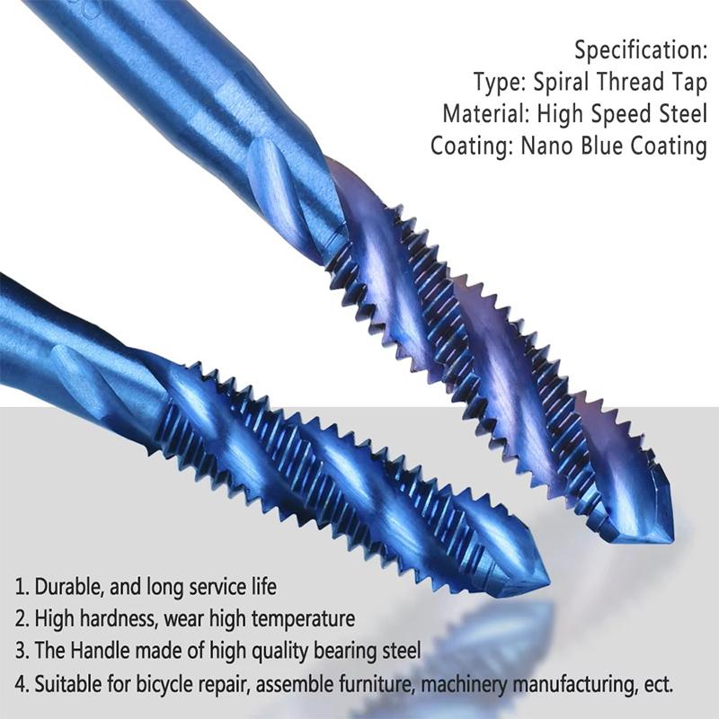 HSS Sprial Thread Tap Titanium Coated Metric SAE Screw Tap Drill Bits M3-M8 Or M2-M12 Machine Plug Tap Threading Tool Hand Tools
